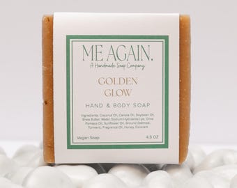Golden Glow Handmade Soap – Brightening Orange Turmeric Bar with Oatmeal & Honey
