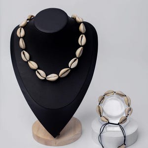 Handmade Cowrie Shell Necklace & Bracelet Set: Boho Tribal Jewelry