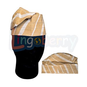 African Fila  Gobi Cap | Trouser Set: Yoruba Wedding Attire | Sanyan Aso-Oke
