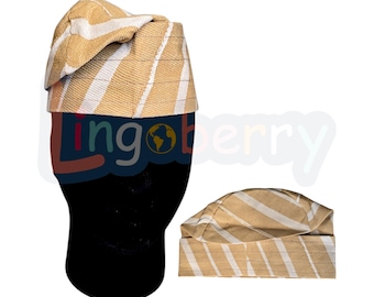 African Fila  Gobi Cap | Trouser Set: Yoruba Wedding Attire | Sanyan Aso-Oke