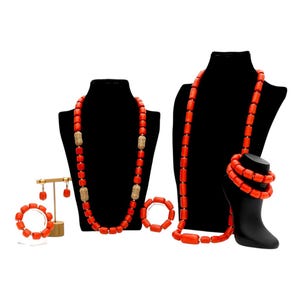 Ateyun Coral Bead Set: African Yoruba Jewelry, Wedding Celebration Beads