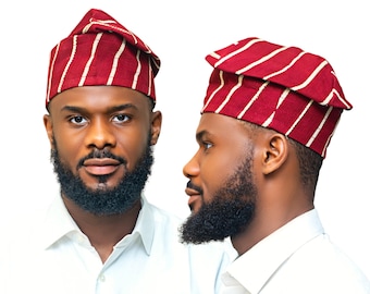 Handmade Aso Oke Fila Cap | Yoruba Wedding Hat
