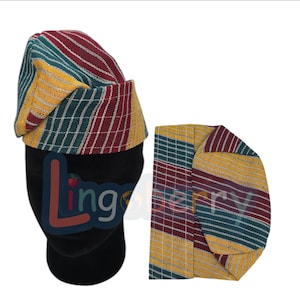 Yellow Aso Oke Fila: Yoruba Wedding Cap, Traditional African Mens Hat