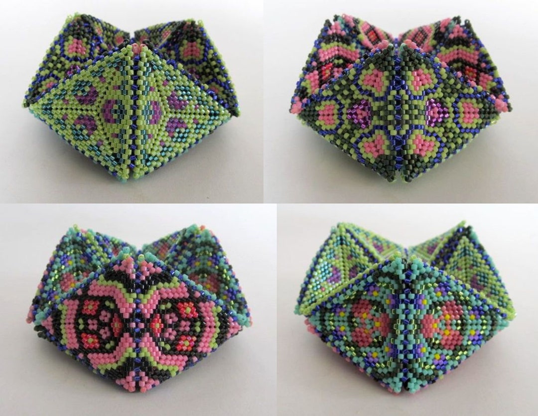 Beaded Kaleidocycle floral Fantasy Tutorial Etsy