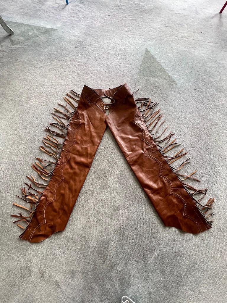 Chaps Vintage Cuir Et Perles – Franges Turquoise – Gerald Roberts USA – Rodéo