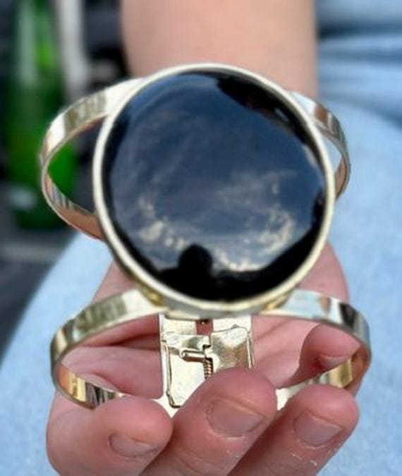 Statement Black Stone Cuff Bracelet - image 6