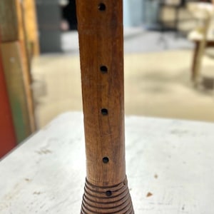 Antique Wooden Textile Spindle | Industrial Thread Bobbin with Perforated Shaft | Primitive Farmhouse Decor