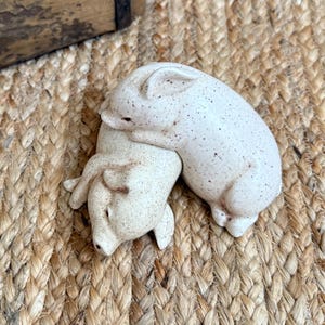 Stacking Ceramic Pig Figurines – Speckled Stoneware, Handmade Pottery Animals
