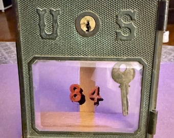 Vintage USPS-postbusdeur van Yale & Towne | 1886-octrooi:
