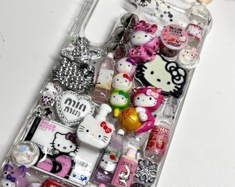 KITTY CRAVINGS - Phone Case, Kawaii 3D Decoden iPhone Cover, Y2K Kitty Charm Bling Case