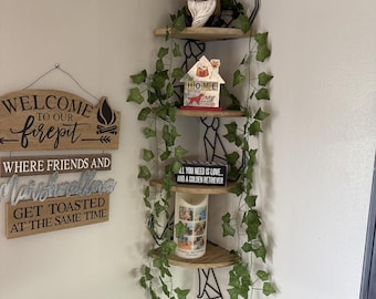4 Tier Corner Wall Shelf, Rustic Floating Shelves for Home Decor