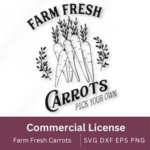 Farm Fresh Carrots Pick Your Own Sign SVG. Easter Decor. Instant Digital Download. SvG, EpS, PnG, DxF. Commercial Use.