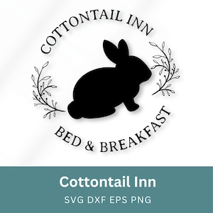 Cottontail Inn Bed & Breakfast SVG. Decorazione pasquale in stile fattoria d'epoca. Download digitale immediato. SvG, EpS, PnG, DxF - Uso personale.