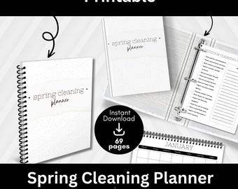 Spring Cleaning Planner. Black & White Design. Printable Organization Bundle. Cleaning Checklist. Monthly Calendars. Digital Download. PDFs