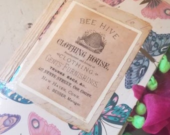 In the Garden Junk Journal Handmade, Butterfly Butterflies, Bees, Paper Dolls and Ephemera