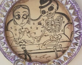 Day of the Dead Gothic Junk Journal, Handmade Book Skulls Vintage Book, Lovers Creepy Cute Couple
