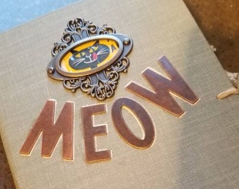 Kitty Cat MEOW Junk Journal Handmade Book Vintage Lace