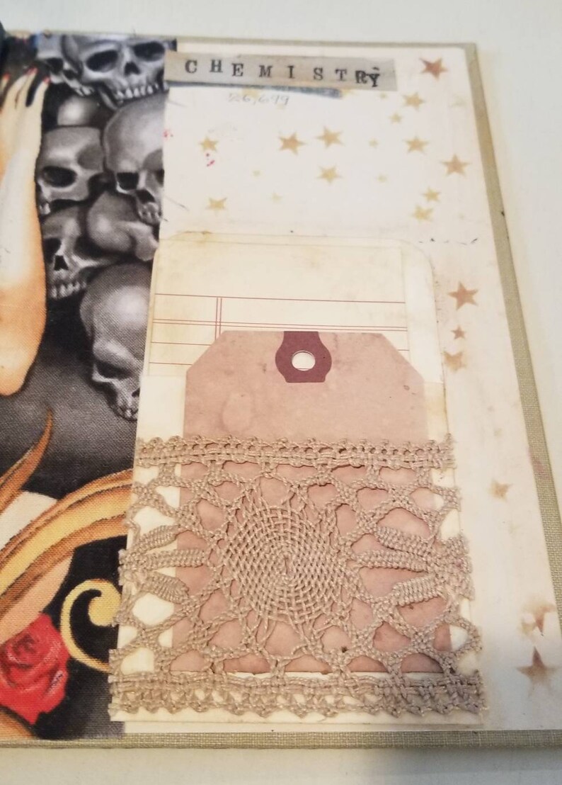 Steampunk Gothic Junk Journal Handmade Book Skulls Vintage Lace
