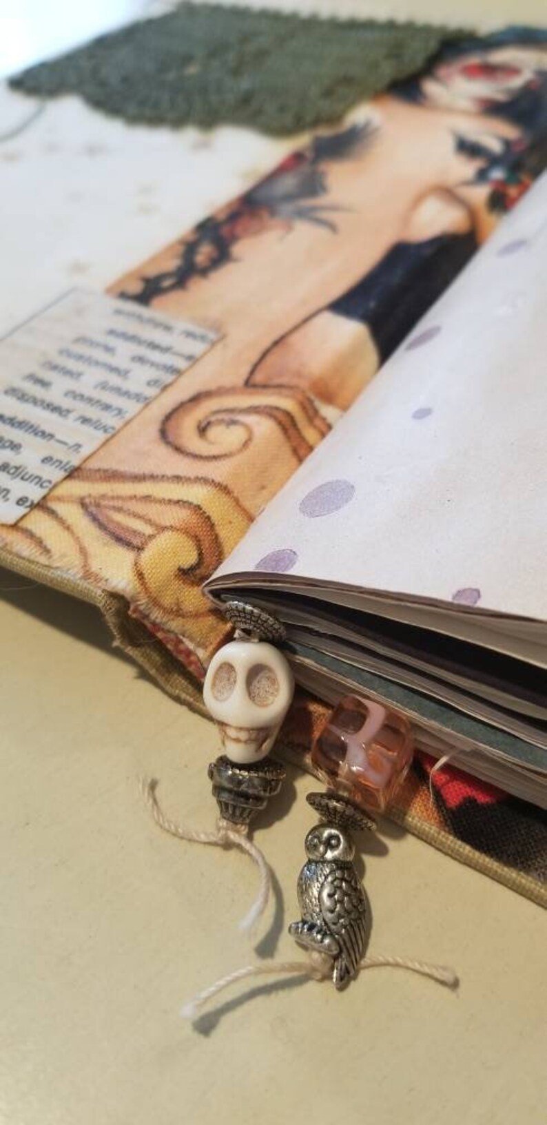 Steampunk Gothic Junk Journal Handmade Book Skulls Vintage Lace