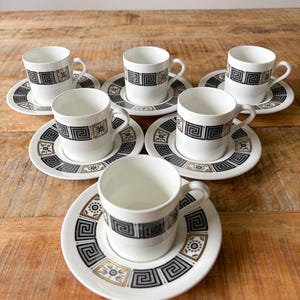 Wedgwood Asia Black 12-Piece Demitasse Cup and Saucer Set Bond Shape Discontinued Collection
