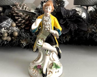 Figurine en porcelaine du Japon occupé - Gentleman colonial peint à la main, objet de collection vintage
