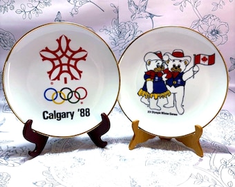 Plato olímpico de Calgary 1988. Opción de Hidy & Howdy o logotipo de Calgary '88.