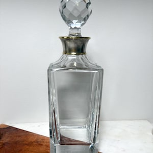 Edwardian Antique Whiskey Spirit Decanter mit nicht gekennzeichnetem Silberkragen Vintage Barware Geschenk