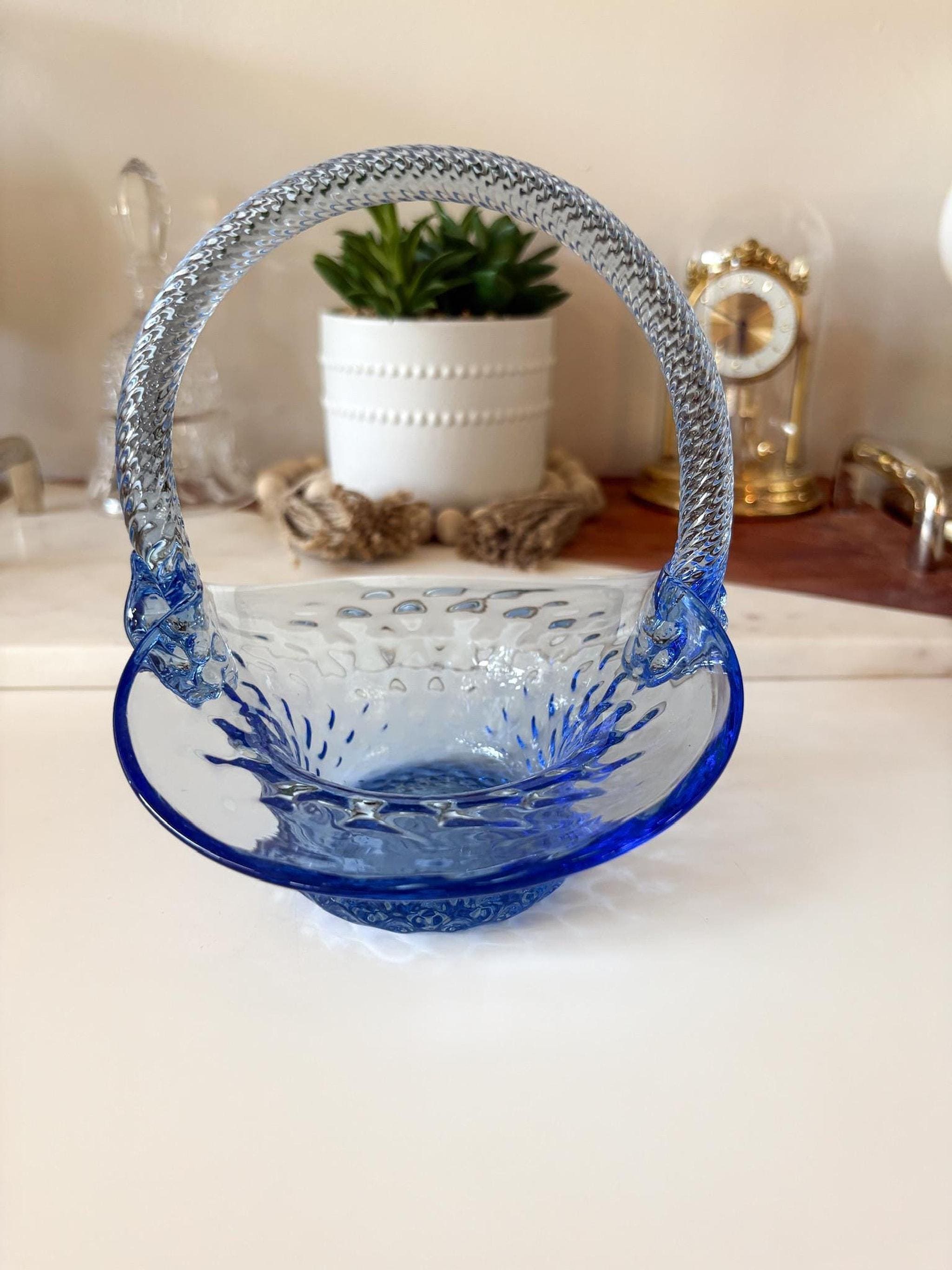 Fenton Basket With Blue Handle - Etsy