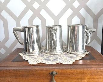 Vintage Sheffield Pewter Tankard – Pinder Bros Figural Handles