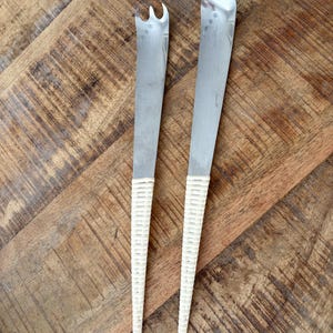 Salad Server Set Mid Century Modern Scandinavian Stainless Steel Fork Spoon by Nils Nisbel Gabis Sweden Tableware Gift