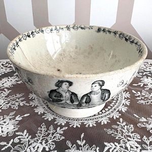 Clyde Pottery Tam O’ Shanter Bowl – Antique Transferware Footed Bowl