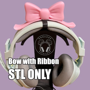 3D Print STL cute bows headset decor, gamer headphones accessory, Twitch streamer assets, tech gear