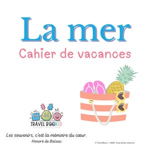 Libro de actividades y recuerdos del mar - PDF imprimible | Juegos, colorear y desafíos para niños mientras viajan.