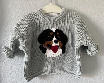 Personalized Dog Embroidered Baby and Toddler Sweaters. Custom, Hand-Stitched, and 100% Cotton