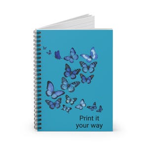 Blue Butterfly Spiral Notebook - Perfect for Journaling, Sketching, Gift for Students, Birthday, Eco-Friendly Writing