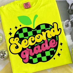 Checkered Second Grade First Day Of School Png, Back To School Png, Teacher PNG, Preppy Back To School Png, School Png, Second Graders shirt