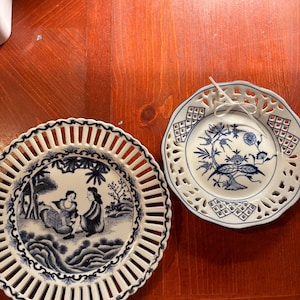Decorative Blue and White fine China vintage plates two