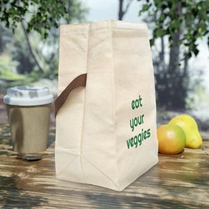 Eat Your Veggies Canvas Lunch Bag: Reusable Eco-Friendly Tote (8" x 12.5" x 5.5") image 5