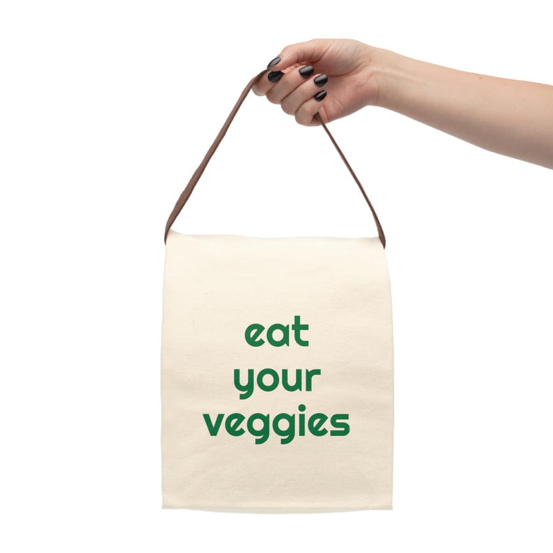 Eat Your Veggies Canvas Lunch Bag: Reusable Eco-Friendly Tote (8" x 12.5" x 5.5") image 4