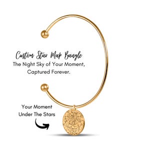 Bracelet jonc personnalisé carte des étoiles, cadeau d'anniversaire 13, 16, 21, 25, 50 ans, bracelet personnalisé constellation du ciel, la nuit de votre naissance, zodiaque