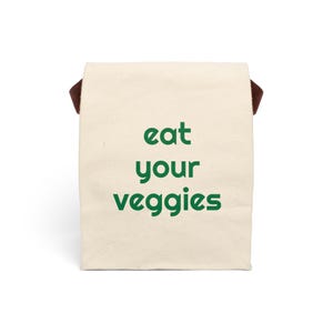 Eat Your Veggies Canvas Lunch Bag: Reusable Eco-Friendly Tote (8" x 12.5" x 5.5") image 2