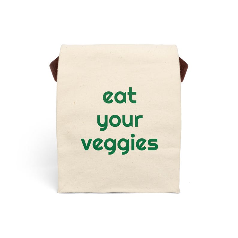 Eat Your Veggies Canvas Lunch Bag: Reusable Eco-Friendly Tote (8" x 12.5" x 5.5") image 2