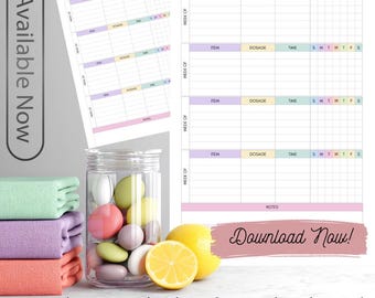 Vitamin and Supplement Tracker Template – Digital Printable for Daily Health and Wellness Organization
