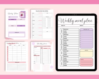 Weekly Meal Planner Template: Digital Menu & Grocery List (PDF)