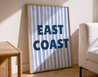 East Coast Print Vertical, Coastal Cowgirl Digital Download Print, Beachy Wall Art, Blue and White Print, Coastal Wall Art Print, Home Decor