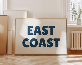 East Coast Art Print, Coastal Cowgirl Wall Art, Beachy Wall Art, Coastal Home Decor, Blue Digital Art Print, Coastal Poster Print