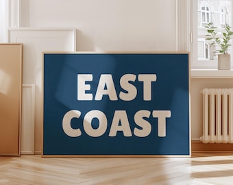 East Coast Wall Art Print, Coastal Home Decor Print, Digital Download Coastal Art Print, Nautical Poster Print, Coastal Art Print, Blue