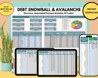 Debt Snowball & Avalanche Calculator: Google Sheets (Digital Download)