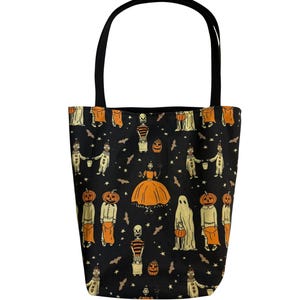 Halloween Trick or Treat Bag for Kids, Reusable Fabric Candy Tote, Handmade Halloween Bag, Pumpkin Candy Bag, Kids Halloween Tote