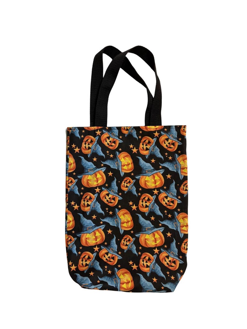 Halloween Trick or Treat Bag for Kids, Reusable Fabric Candy Tote, Handmade Halloween Bag, Pumpkin Candy Bag, Kids Halloween Tote